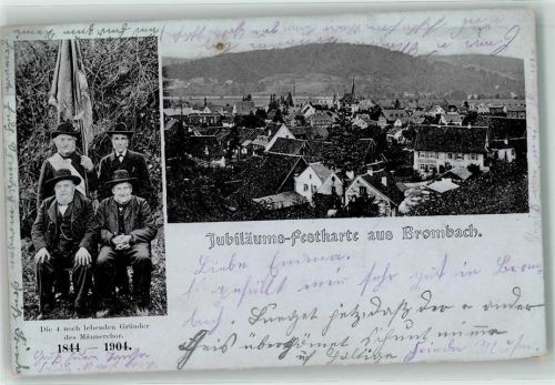 Brombach 1901 Die 4 noch lebenden Gründer des Männerchor 1844 1904 Fahne Kirche