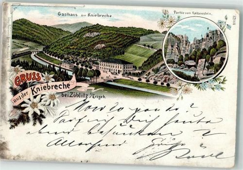 09517 O9347 Zöblitz 1896 Lithographie Etablissement Kniebreche Am Katzenstein