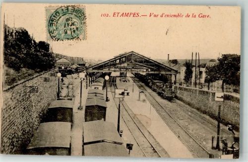 Etampes Bahnhof Eisenbahn Briefmarke Bildseite