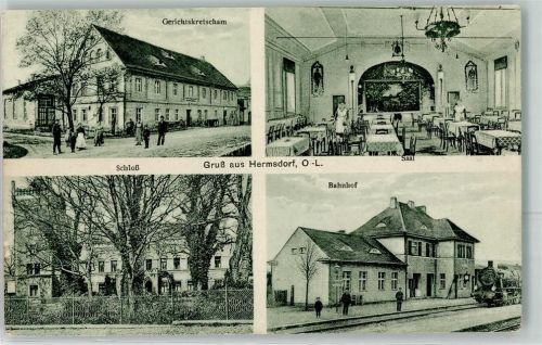 Hermsdorf Gasthaus Gerichtskretscham Schloss Bahnhof Eisenbahn