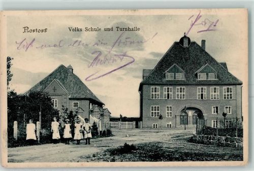 Nortorf 1914 Volks-Schule und Turnhalle