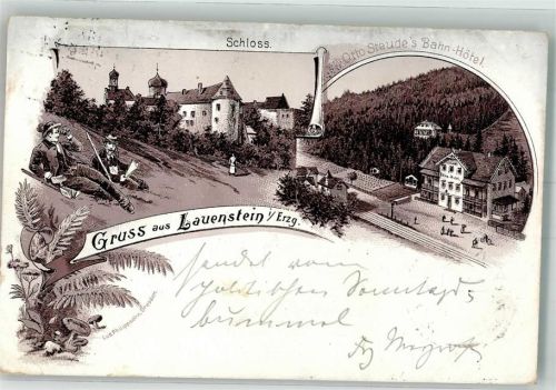 Lauenstein 1898 Vorläufer Bahn-Hotel Steude Schloß Schloßwiese Pilze