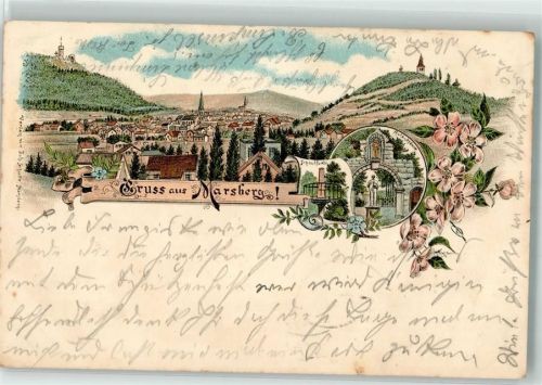 Marsberg 1899 Schand-Pfahl Rolandssäule Bahnpost Kassel-Elberfeld Zg. 16