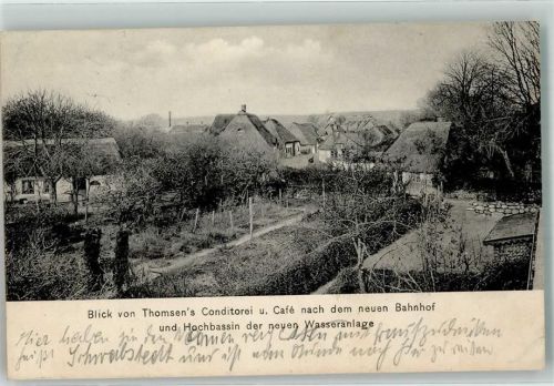 Schwabstedt 1914 Blick auf Neuen Bahnhof und Hochbassin d. neuen Wasseranlage Ort lt. Stempel