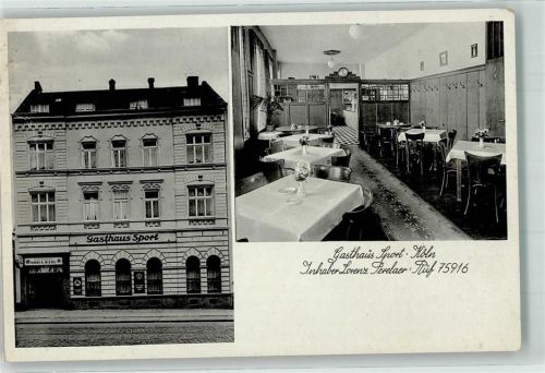 Köln Nippes 501 Gasthaus Sport Speisezimmer Emailleschild