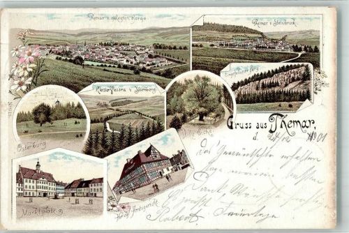 Themar 1901 Eingefallener Berg Dicke Eiche Kloster Vessra Osterburg Marktplatz Herzogl. Amtsgericht