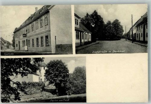 99439 O5301 Neumark b Weimar, Thür Foto AK Apotheke Dorfstrasse Denkmal