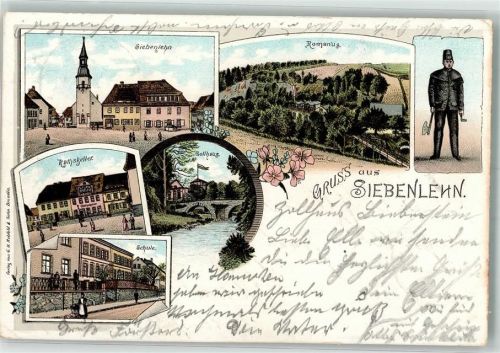 09603 O9201 Siebenlehn 1897 Lithographie Bergmann Ratskeller Romanus Zollhaus