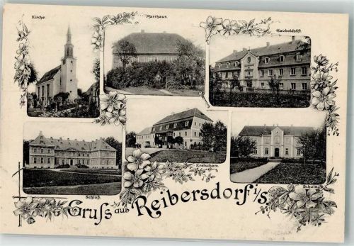 Reibersdorf Rybarzowice - Kirche Pfarrhaus Schloß Kretscham Hauboldstift