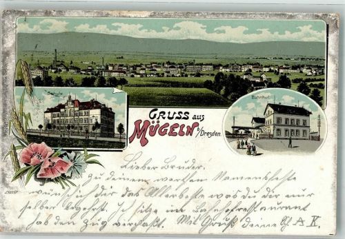 Mügeln 1901 Bahnhof Schule