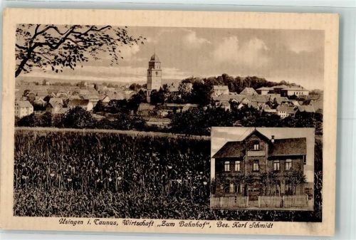 Usingen 1915 Gasthaus Zum Bahnhof Bahnpost Frankfurt Zg. 2614