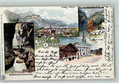 Dornbirn 1905 Rappenlochschlucht, Marktplatz AK