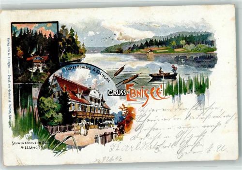 Ebnisee 1900 Hotel Enbisee A. Ellinger Schweizerhaus Ruderboot sign. Fuchs