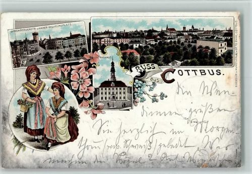 Cottbus 1898 Gruss aus - Litho, kl. Beschädigung