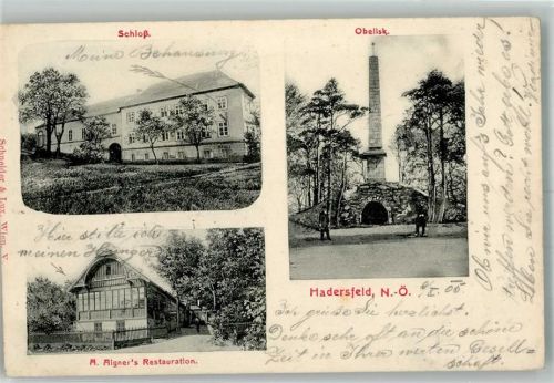 Hadersfeld 1905 Schloss Denkmal Obelisk Gasthaus Aigner