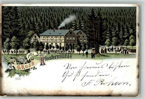 Reinhardsbrunn 1899 Gasthaus-Pension Klostermühle Bahnpost Friedrichroda Ort handschriftlich