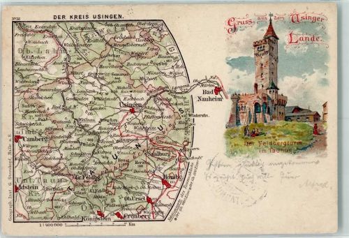 Usingen 1900 Landkarte Kreis Usingen Feldbergturm