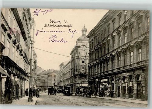 Wien 1911 Schönbrunnerstraße Straßenbahn