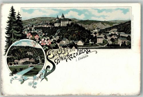 08340 O9430 Schwarzenberg /Erzgeb. Lithographie Bad Ottenstein Schloss