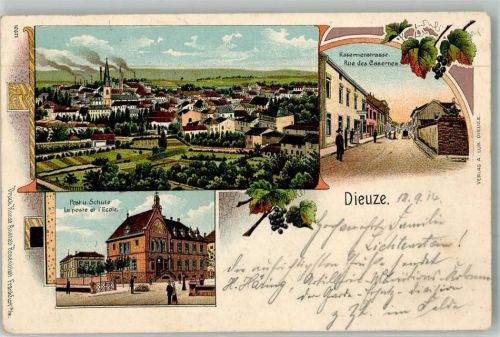 Dieuze 1904 Postamt Schule Kasernenstrasse