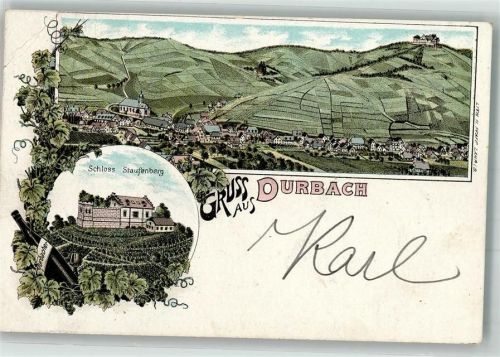 Durbach 1897 Lithographie Schloss Staufenberg