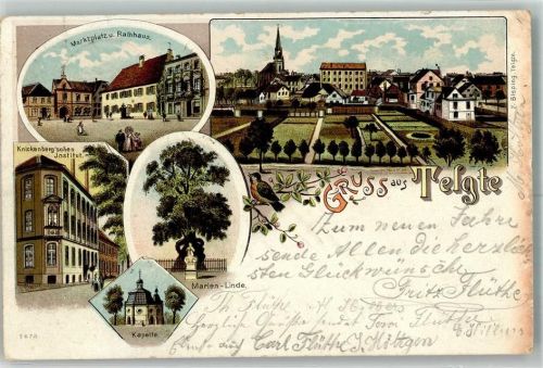 Telgte 1896 Marien-Linde Kapelle Marktplatz Rathaus Singvogel