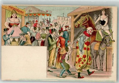 1899 Volksfest Riesendame Esel Clown