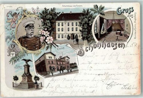 Schönhausen 1897 Geburtshaus des Fürsten Porträt Bahnhof Kriegerdenkmal Engel