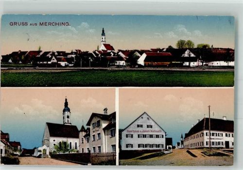 Merching 1915 Kirche St. Martin Gasthaus Hofmuth