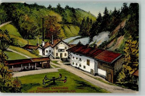 Holzkirchen 1915 Gasthaus Weihermühle Elektrizitätswerk Kinderschauckel sign. Cordier