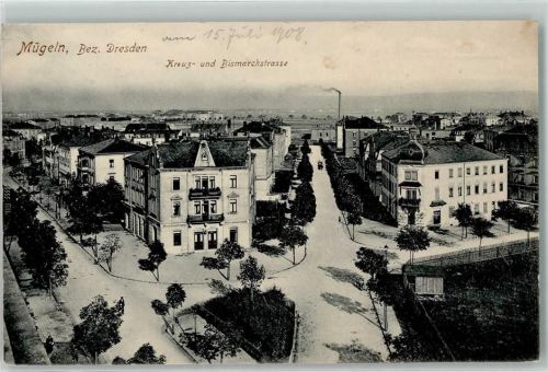 Mügeln 1909 Kreuz- und Bismarckstraße