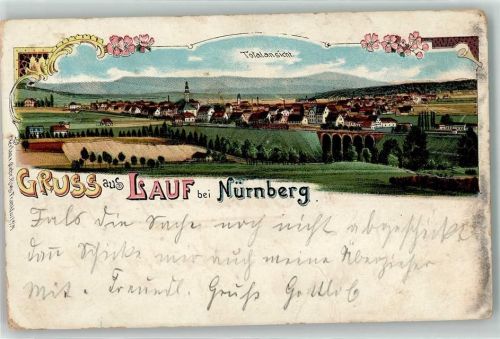 Lauf 1903 Eisenbahnviadukt Litho