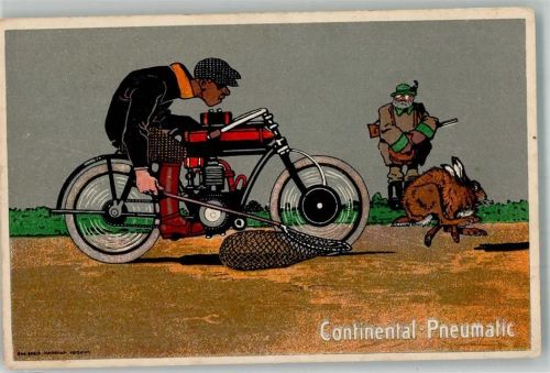 1916 Pneumatic Motorrad Jagd auf den Hasen Humor