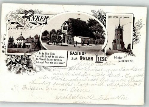 24321 W2322 Panker 1897 Lithographie Verläufer Druck um 1890 Gasthaus zur Ohlen Liese Hessenstein Schloß Panker Gedicht