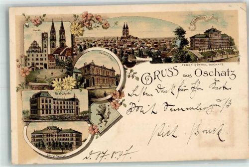 Oschatz 1897 Markt Kaiserl. Post Realschule Königl. Seminar Bürgerschule