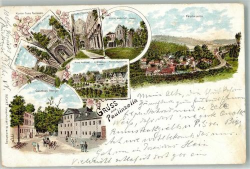 Paulinzella 1898 Ruine Äußeres- u. Inneres Portal Gasthaus Menger