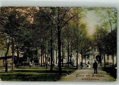 Drebkau 1913 Schützenhaus Parkanlage Radfahrer