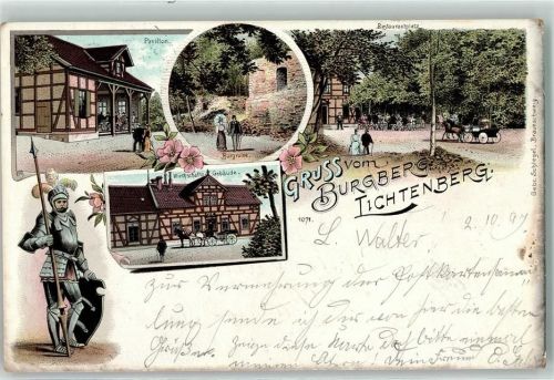 Lichtenberg 1897 Burgberg Wirtschaftsgebäude Burgruine Pavillion Ritter