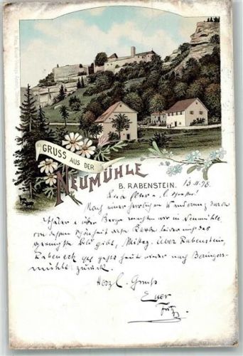 94227 W8372 Rabenstein , Kr Regen 1898 Lithographie Burg Rabenstein Gasthaus Neumühle