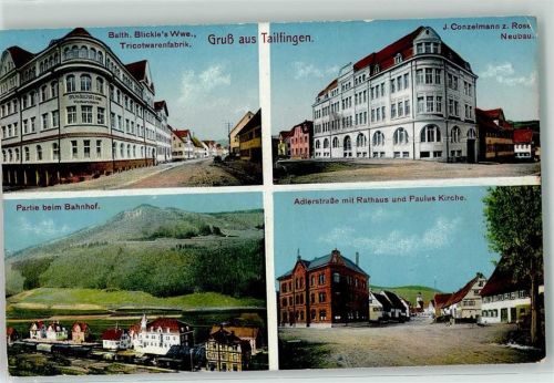 Tailfingen 1911 Trikotwarenfabrik Hotel zur Rose Adlerstraße Rathaus Paulus-Kirche