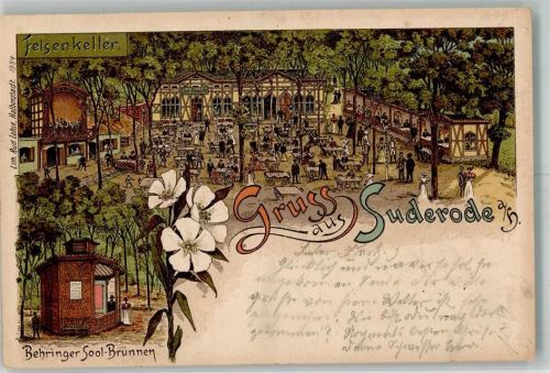 Bad Suderode 1900 Behringer Sool-Brunnen Gasthaus Felsenkeller Gartenwirtschaft