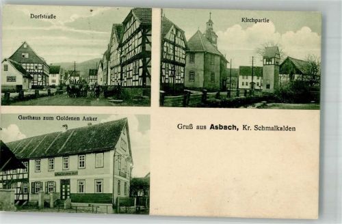 Asbach Dorfstrasse An der Kirche Gasthaus zum Goldenen Anker