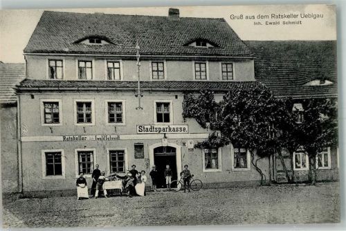 Uebigau Gasthaus Ratskeller Stadtsparkasse Radfahrer