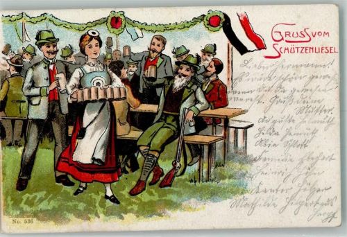 Meiningen 1908 Meininger Schützenfest Zur Schützenliesel Karte Nr. 536