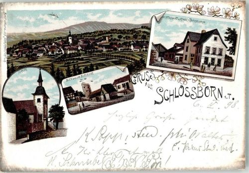 Schloßborn 1898 Burgruine Gasthaus Frankenbach