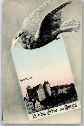 Wurzen 1907 Brieftaube Kgl. Amtsgericht Bahnpost Leipzig-Dresden Zug 485