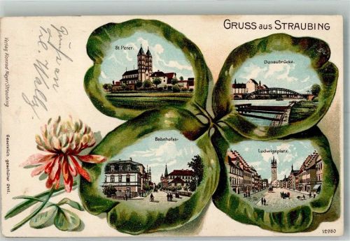 Straubing 1908 St. Peter Donaubrücke Bahnhofstrasse Ludwigsplatz