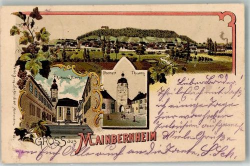 Mainbernheim 1902 Rathaus Kirche Oberer Turm