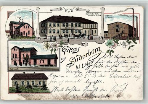 29556 W3113 Suderburg 1900 BOAKC Lithographie Bahnhof Bahnhof-Hotel Ziegelei Jordan & Co Tanntaernshaus