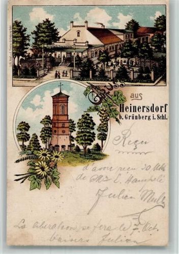 Heinersdorf 1905 Lithographie Scheibel`s Gasthaus